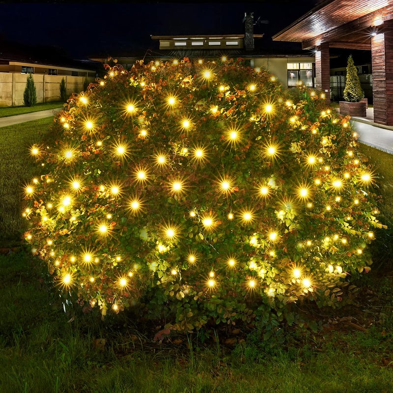 Dirnun Led Christmas Net Lights Outdoor Christmas Lights WarmWhite 160LED 5ftx7ft, Waterproof Outdoor Indoor Fairy Mesh Net Light for Xmas Party, Yard, Patio, Trees, Shrubs, Bushes Decorations - Image 1